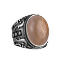 Natural Cabochon Gold Rutilated Quartz Stone Ring