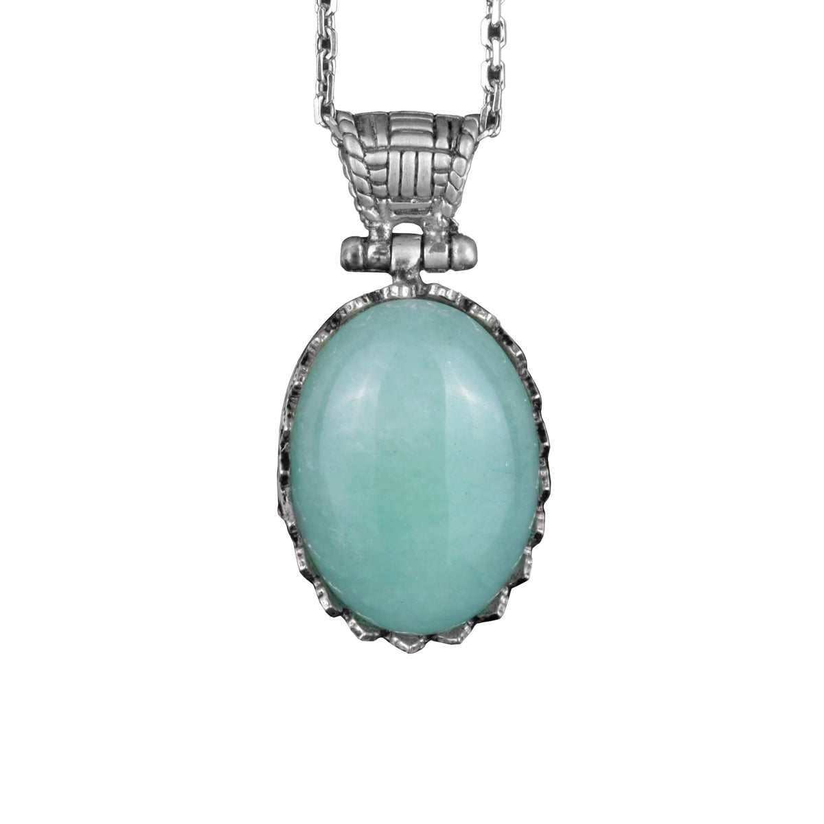 Natural Stone Necklace - 925 Sterling Silver Necklace (Amazonite)