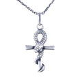 KAMBO 925 Sterling Silver Ankh and Snake Necklace - Handmade Symbol of Life and Transformation - Cross Necklace