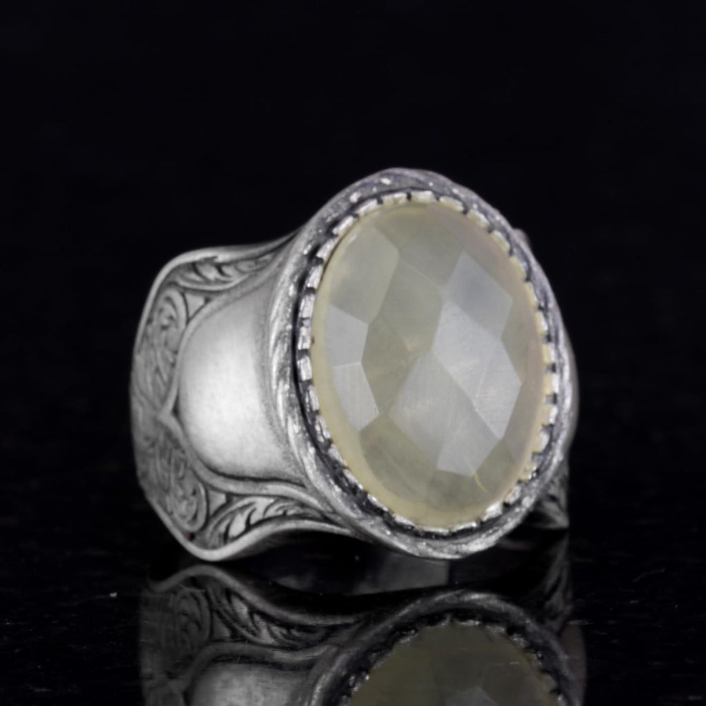Natural Stone Ring, 925 Sterling Silver Ring, (Lemon Topaz) — 6