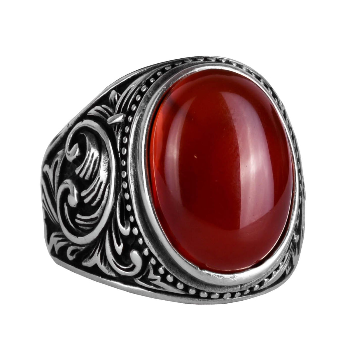 Natural Red Agate Stone Ring