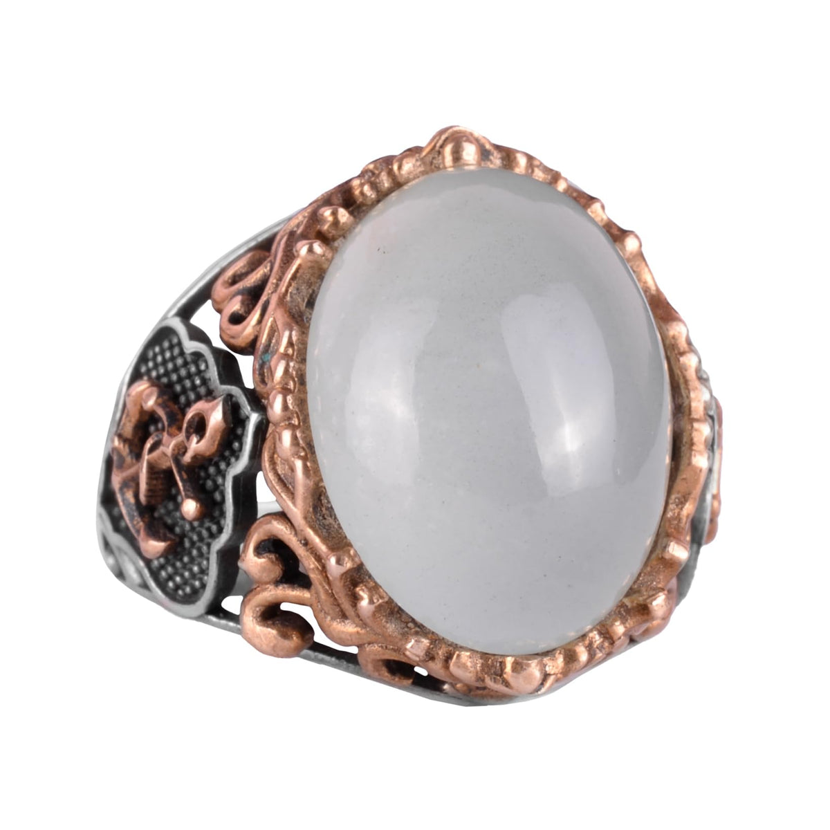 Nautical Rope Silver Ring, Natural Stone Ring, 925 Sterling Silver Ring (Cabochon Aquamarine)