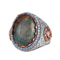 KAMBO Authentic Arizona Turquoise Stone Men's Ring - Natural Stone Handmade 925 Sterling Silver (Model-5)