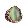 Light Green Cat's Eye Stone Ring, Nautical Anchor Silver Ring, 925 Sterling Silver - Various Collection