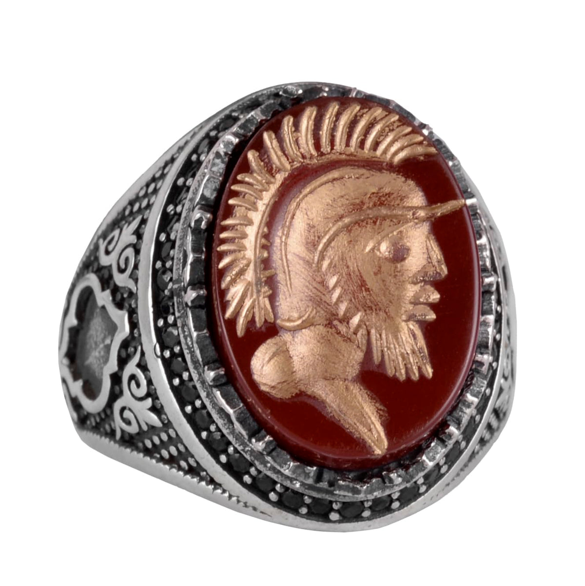 Natural Agate Stone Ring - 925 Sterling Silver Men's Ring (Model-5)