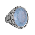 Kambo Men's Luxury 925 Sterling Silver Synthetic Stone Ring – Unique Collection (Synthetic Blue Paraiba Stone)