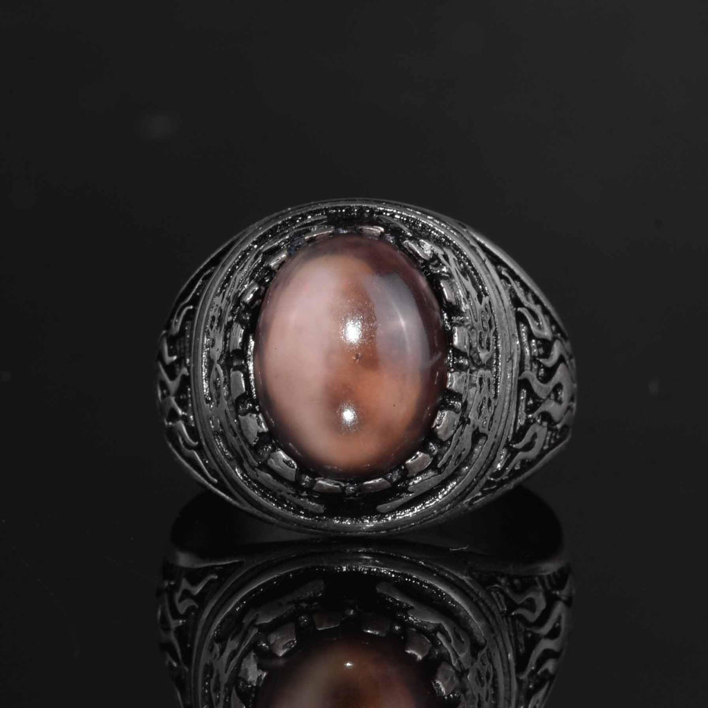 KAMBO Natural Opal 925 Sterling Silver Men's Ring – Fire-Inspired Side Design Handmade Statement Ring (Style-4) — 4