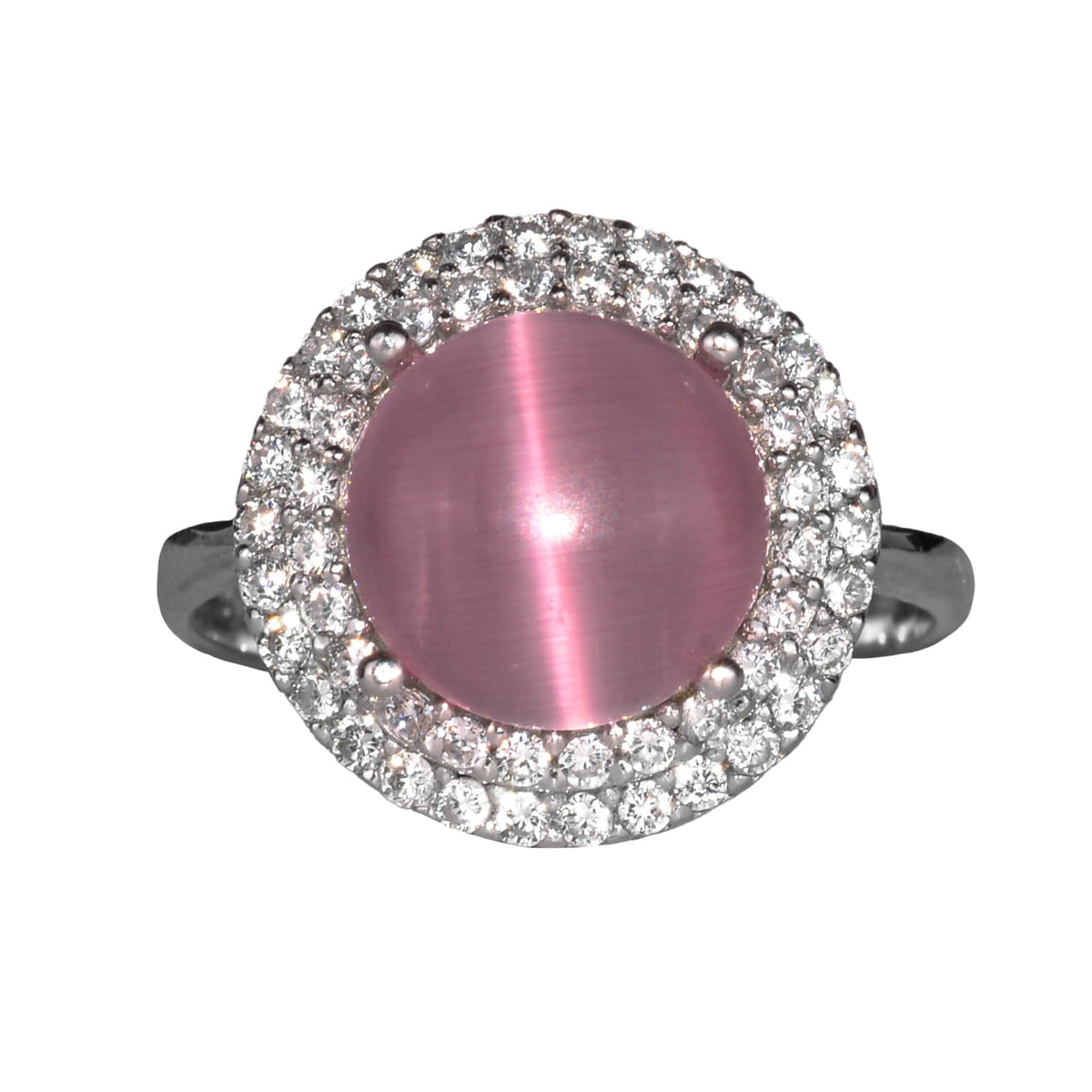 Kambo Cat's Eye Silver Ring - Women's Silver Ring (Pink Cat's Eye)