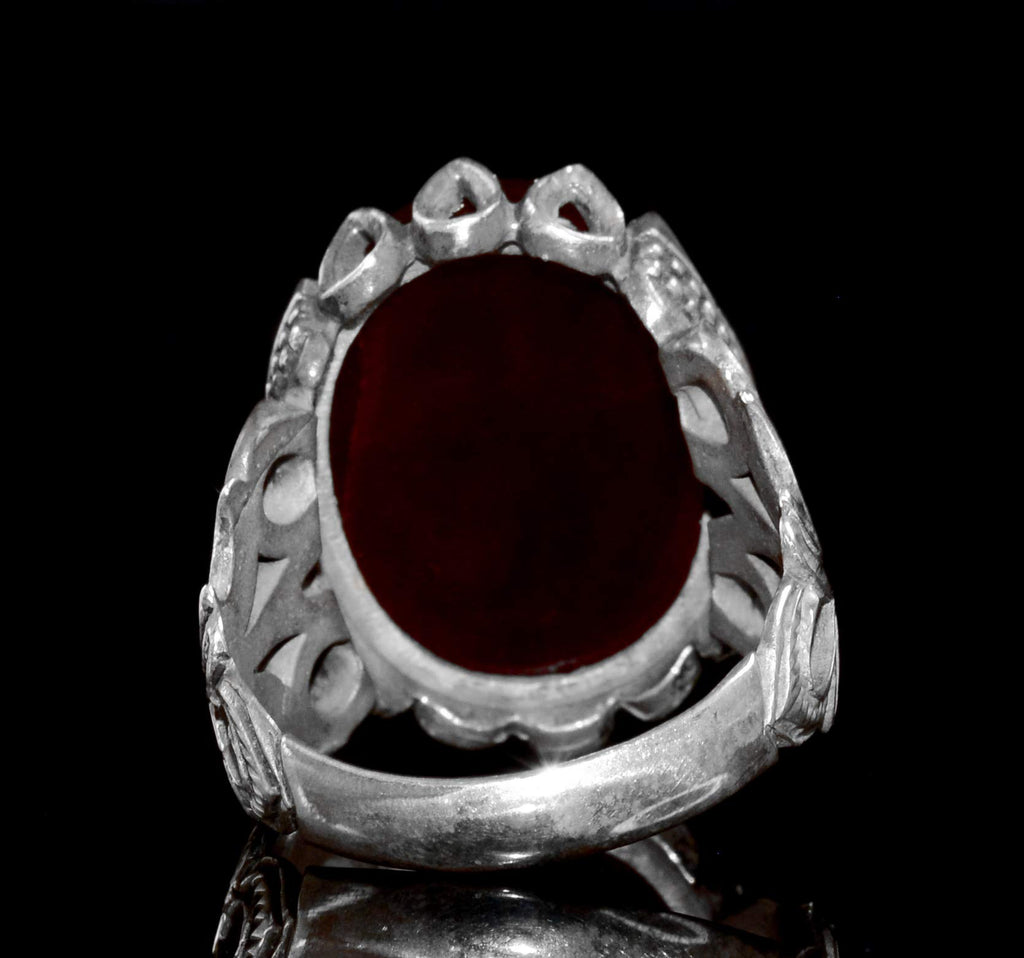 Islamic Ring | Men's Silver Ring | Stylish Religious Ring with Natural Agate Stone — 5