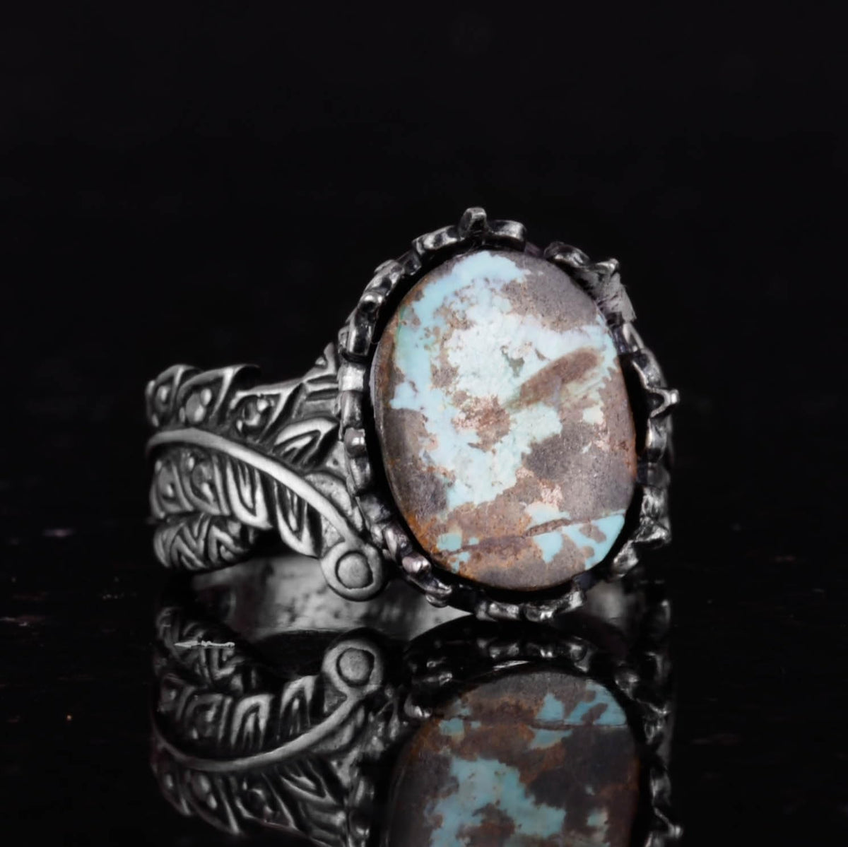 Natural Arizona Turquoise Stone Ring - 925 Sterling Silver Minimalist Handmade Ring — 5