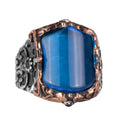 KAMBO Handmade 925 Sterling Silver Men's Ring - Special and Unique Design (Creation Aquamarine)