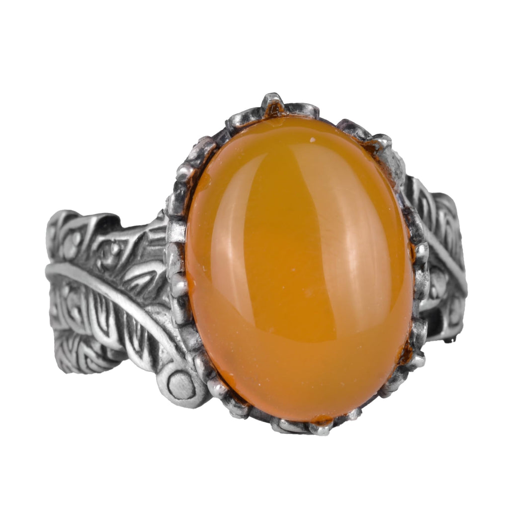 Natural Yellow Agate Stone Women's Ring