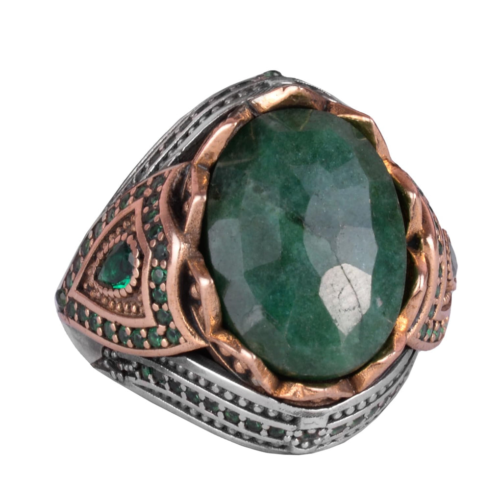 Natural Stone Handmade Ring - 925 Sterling Silver (Emerald)