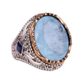 Synthetic Stone Ring - Handmade Men's Ring - Stylish 925 Sterling Silver Men's Ring (Light Blue Paraiba)