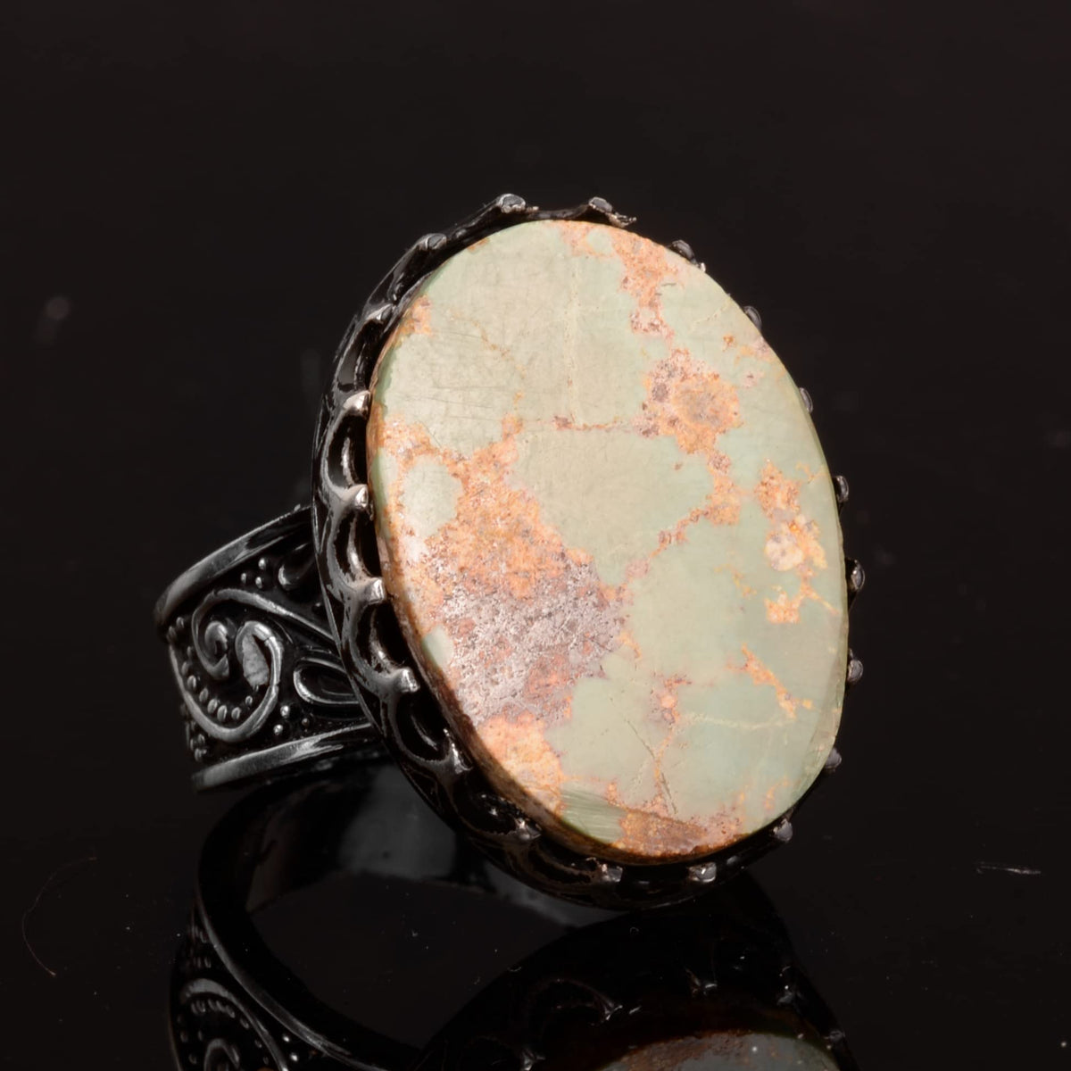 Natural Arizona Turquoise Gemstone Ring - 925 Sterling Silver — 3