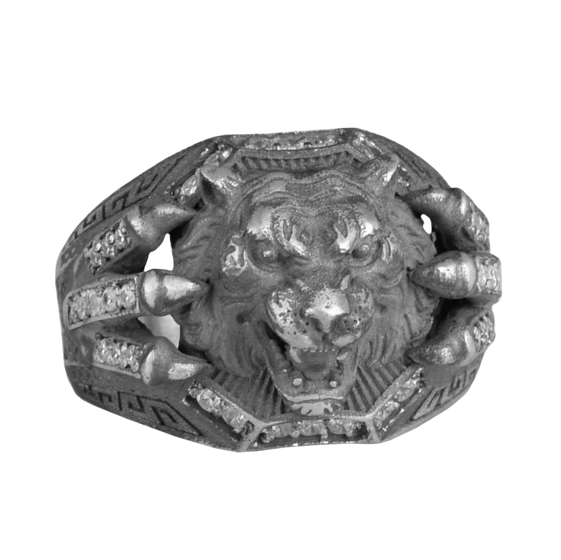 KAMBO 925 Sterling Silver Claw Detailed Lion Men's Ring - Handmade Animal Ring