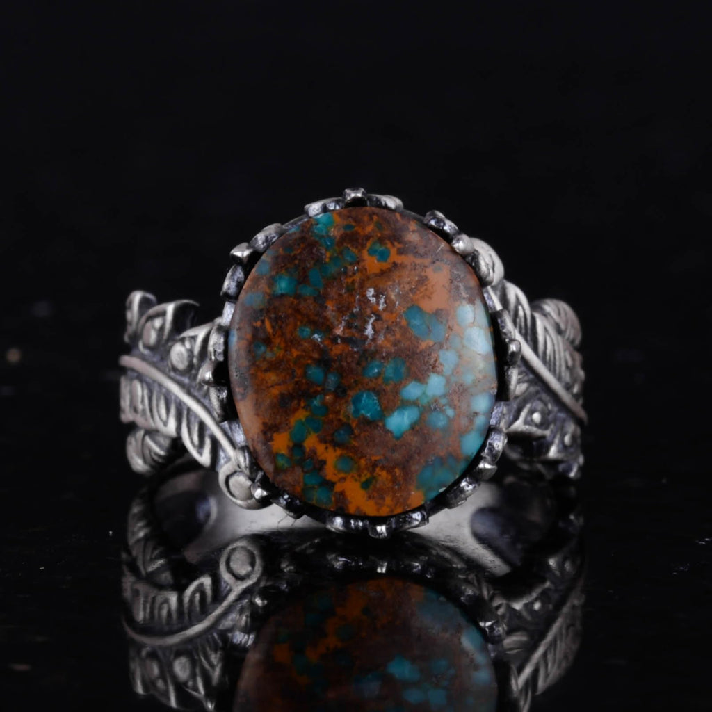 Natural Arizona Turquoise Stone Ring - 925 Sterling Silver (Model-8) — 4