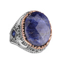 Natural Sodalite Stone Ring - 925 Sterling Silver Handcrafted Ring
