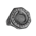 925 Sterling Silver Ring - Greek Key Design Men's Ring - Handmade Ring (Dragon)