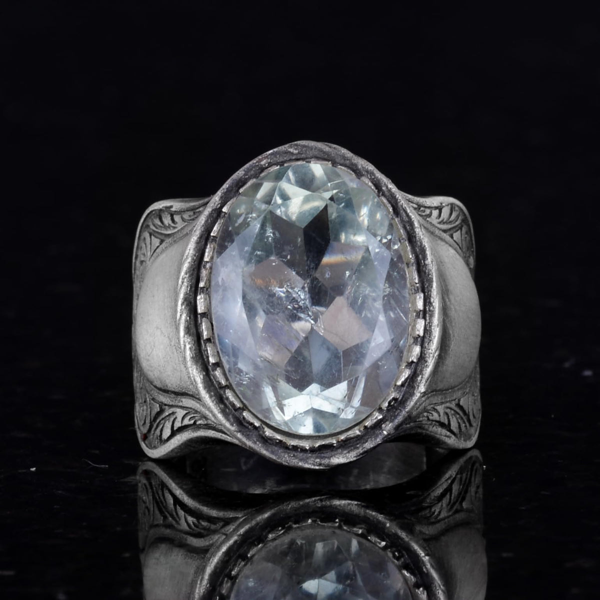 Natural Stone Ring, 925 Sterling Silver Ring, (Green Amethyst) — 5
