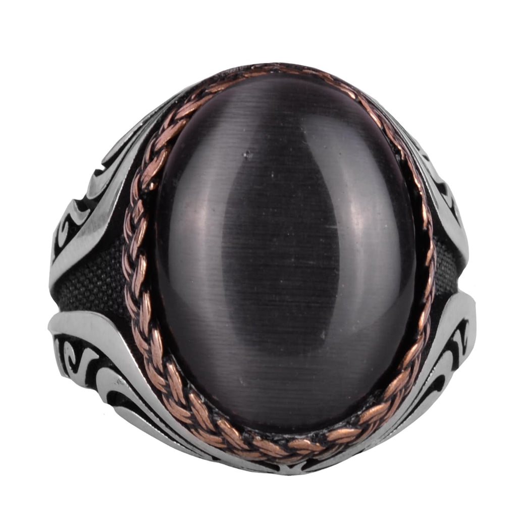 925 Sterling Silver Ring – Artificial Stone Silver Ring – Handmade Ring (Artificial Black Eye Stone)