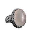Handmade Cabochon Natural Aquamarine Stone Ring - Calm 925 Sterling Silver Men's Ring