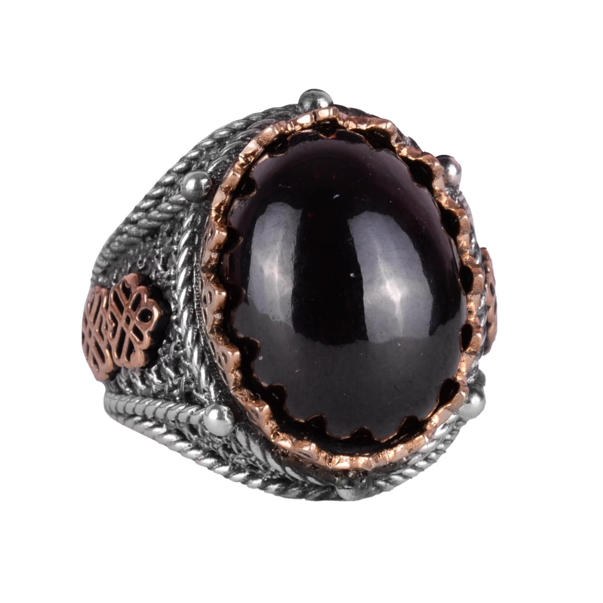 Natural Garnet Stone Silver Ring