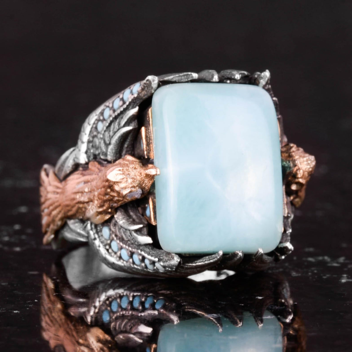 Real Natural Larimar Stone Ring - Handmade 925 Sterling Silver - Symbol of Peace, Healing, and Clarity — 5