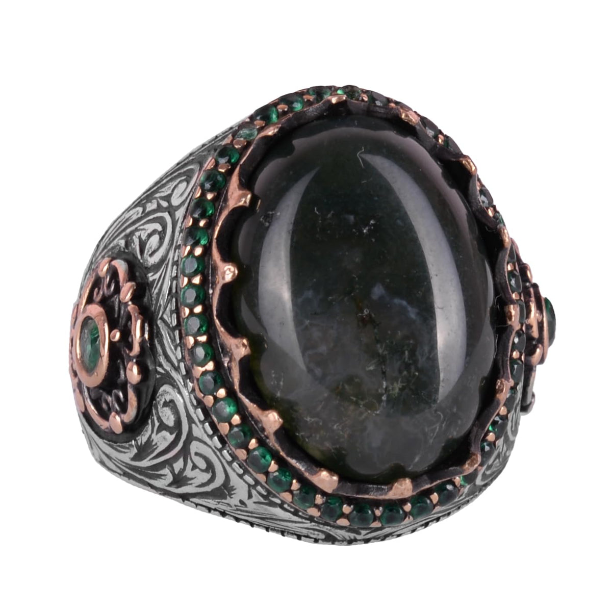 Natural Moss Agate Stone Ring - 925 Sterling Silver Handmade Ring