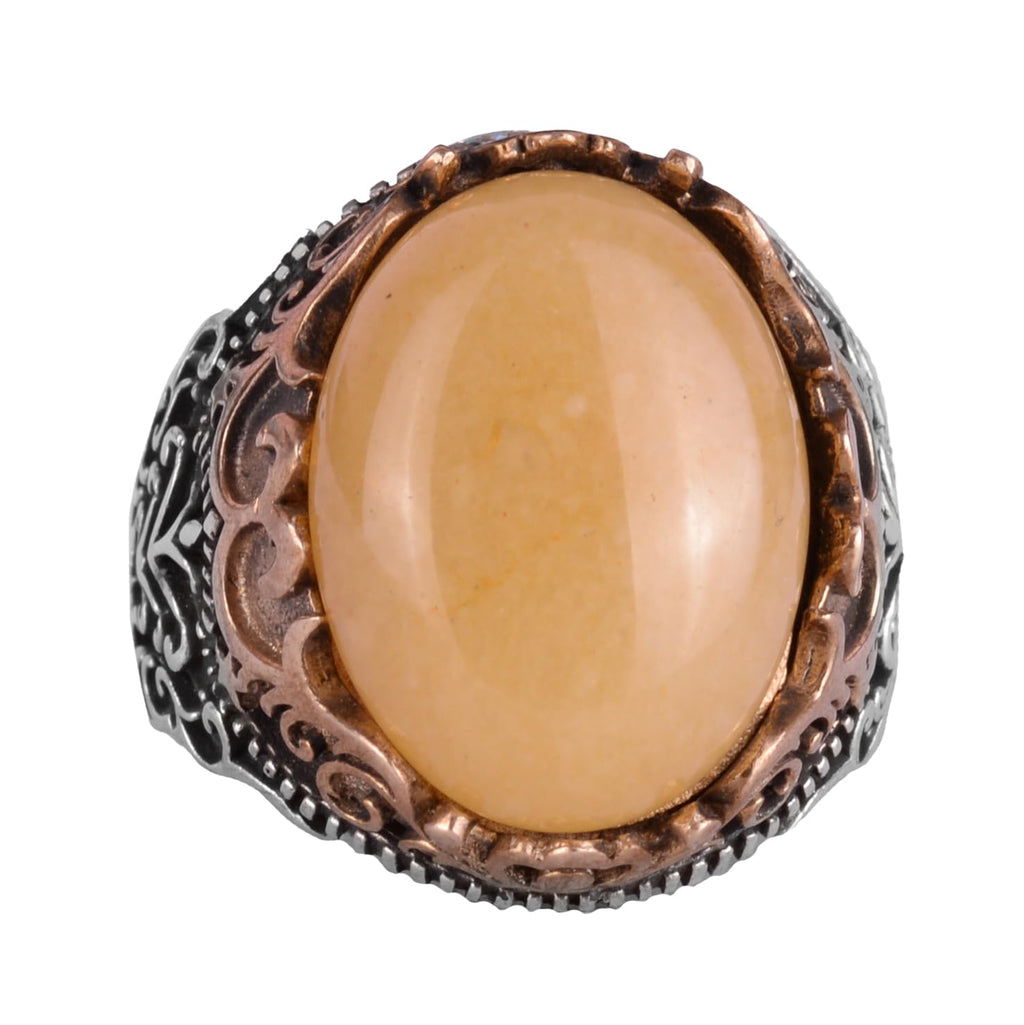 Natural Yellow Agate Handmade Ring - 925 Sterling Silver