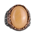 Natural Yellow Agate Handmade Ring - 925 Sterling Silver