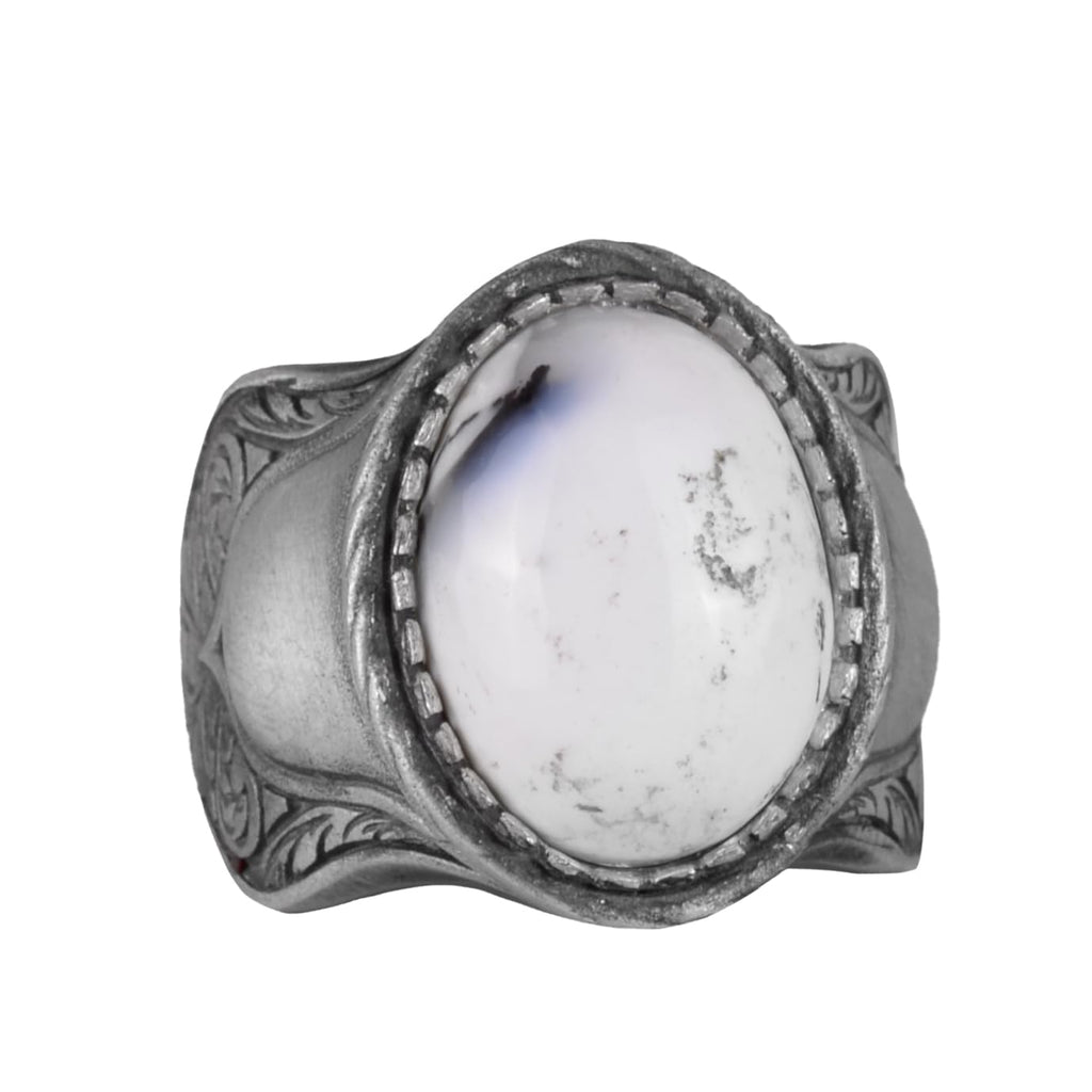 Dendrite Agate Men's Ring, 925 Sterling Silver Ring