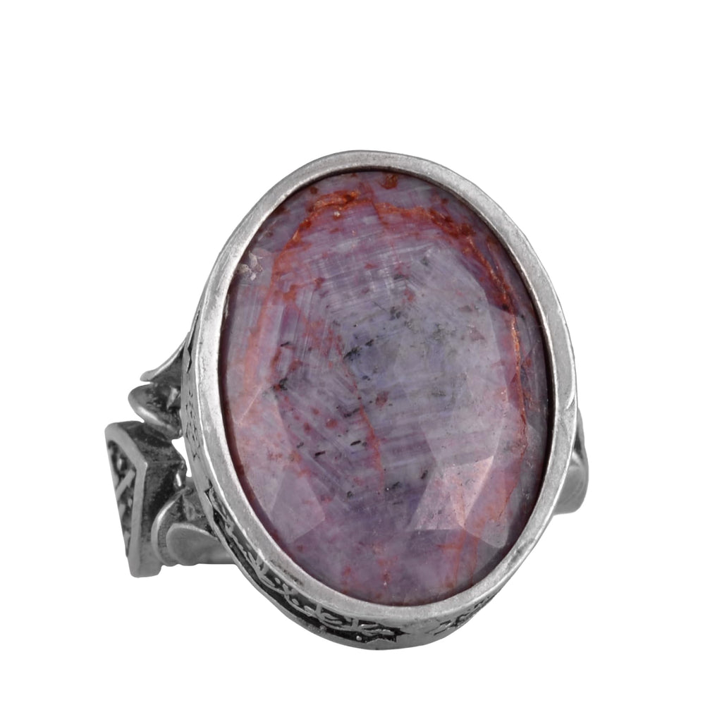 Natural Purple Sapphire Stone Men's Ring, Handmade 925 Sterling Silver Jewelry - Symbol of Wisdom, Protection, and Spirituality