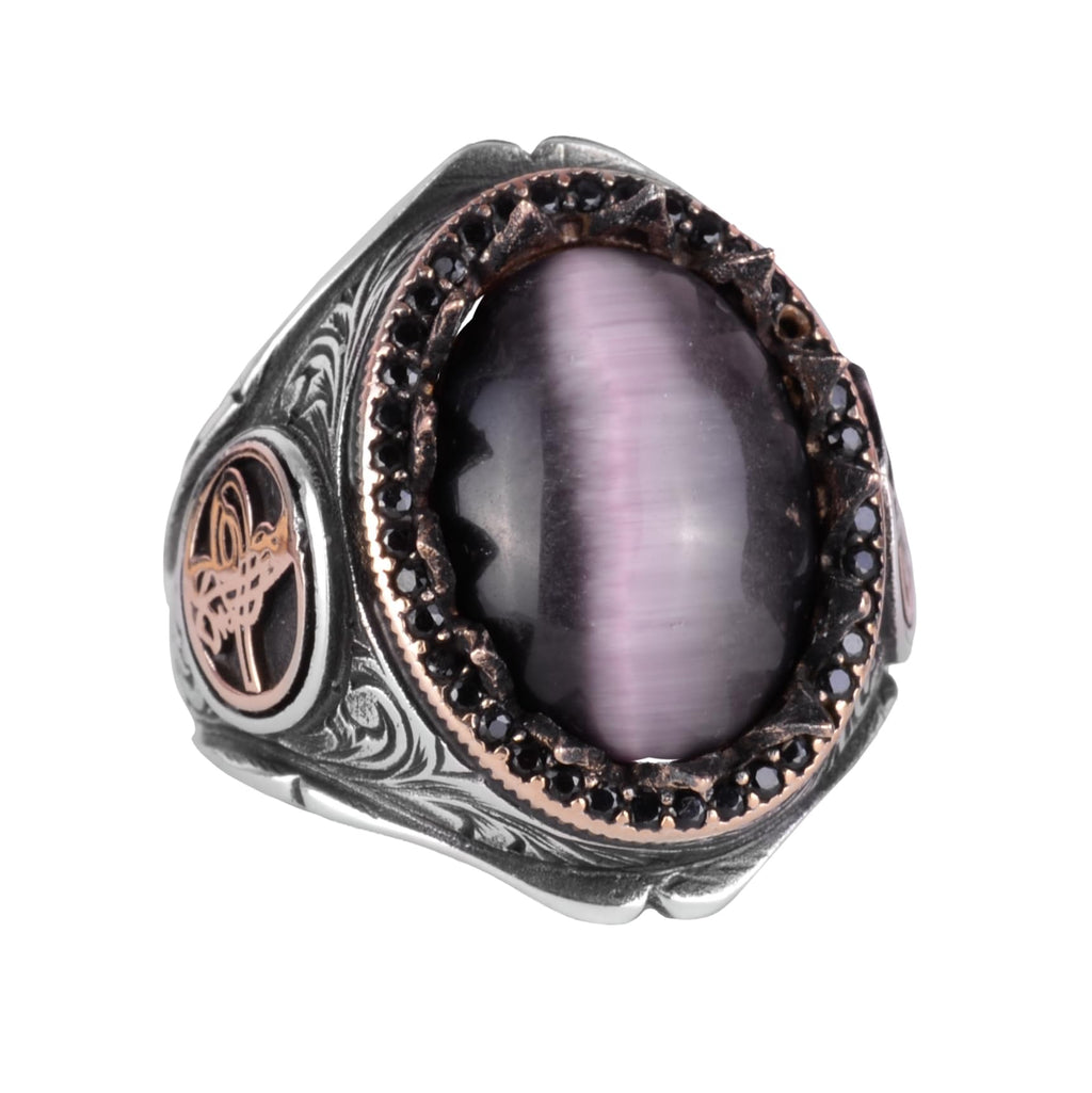 925 Sterling Silver Men's Ring - Handmade Elegance with Natural Stone (Model-2)