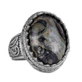 Handmade Green Eye Natural Stone Ring - 925 Sterling Silver Men's Ring