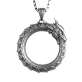 KAMBO Ouroboros Dragon Necklace for Men – 925 Sterling Silver Handmade Scandinavian Style Jewelry with Symbol of Infinity and Rebirth (Silver)