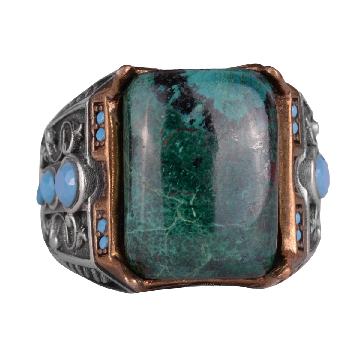 Natural Stone Ring - 925 Sterling Silver Ring (Chrysocolla)