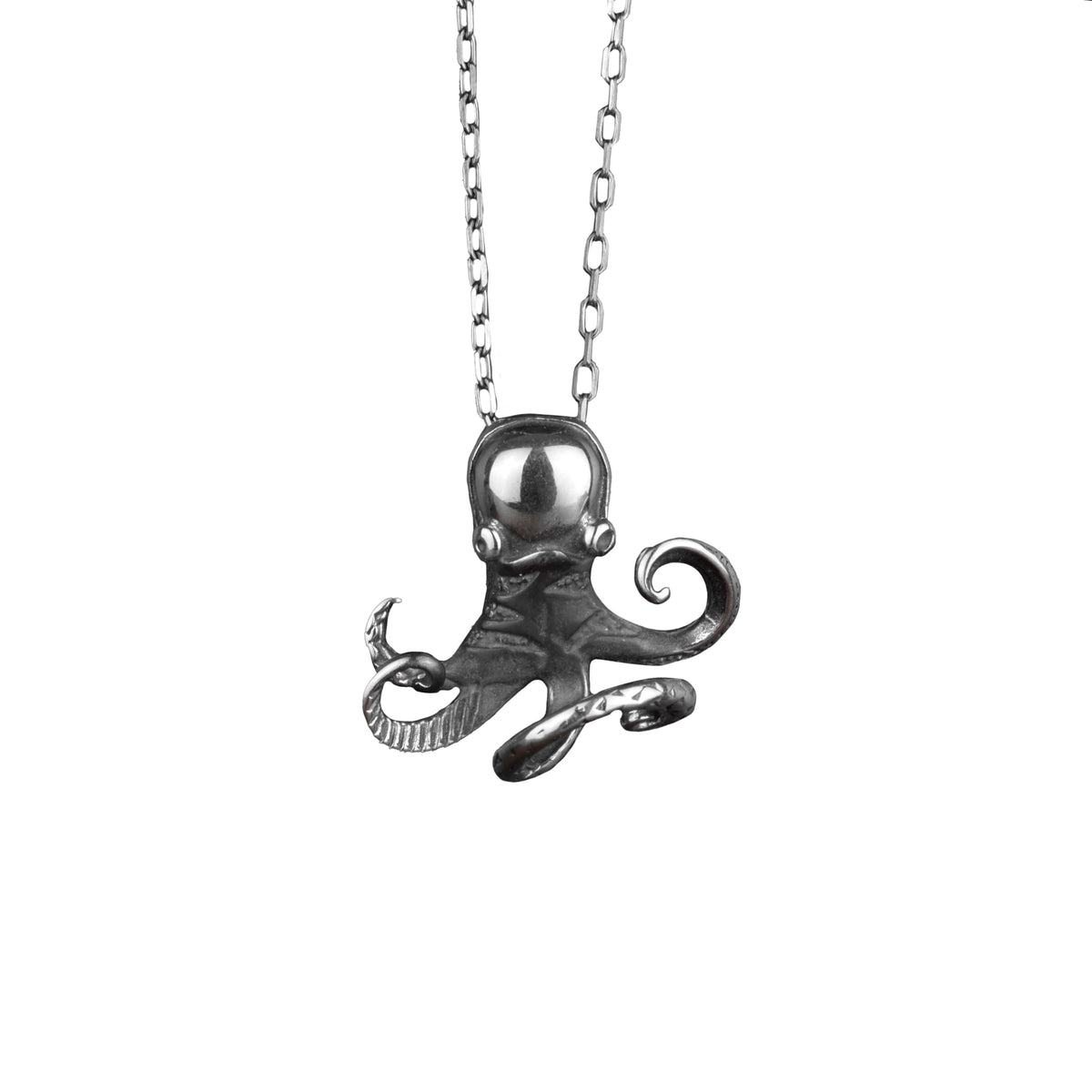 Kambo 925 Sterling Silver Unisex Necklace, Octopus Necklace with Chain