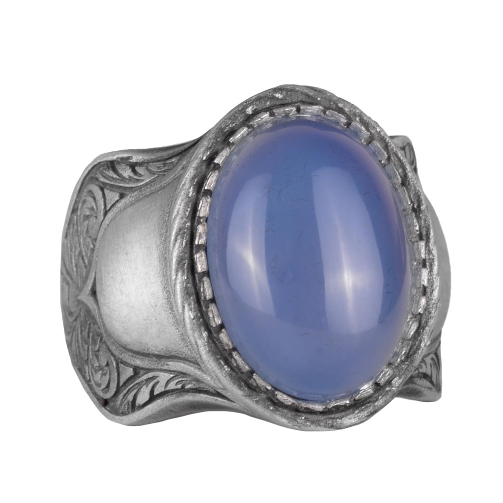 Natural Stone Ring, 925 Sterling Silver Ring, (Chalcedony)