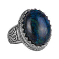 Handmade Natural Azurite Stone Ring - 925 Sterling Silver Men's Ring