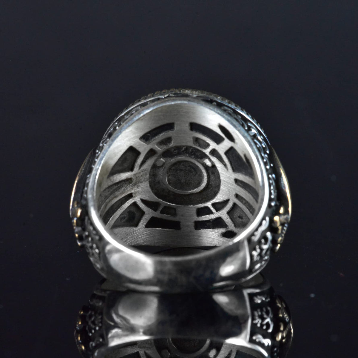 Handmade Islamic Star Design Ring - 925 Sterling Silver Men's Ring with Written Inscriptions — 9