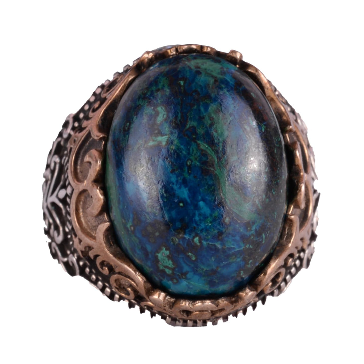 Natural Stone Handmade Ring - 925 Sterling Silver Ring (Azurite)