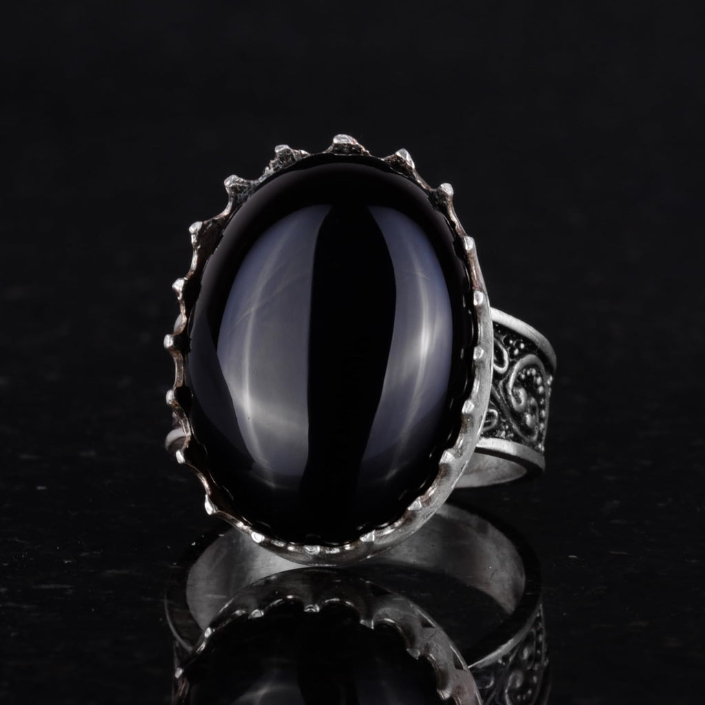 Natural Onyx Stone Ring - 925 Sterling Silver Handmade Ring — 6