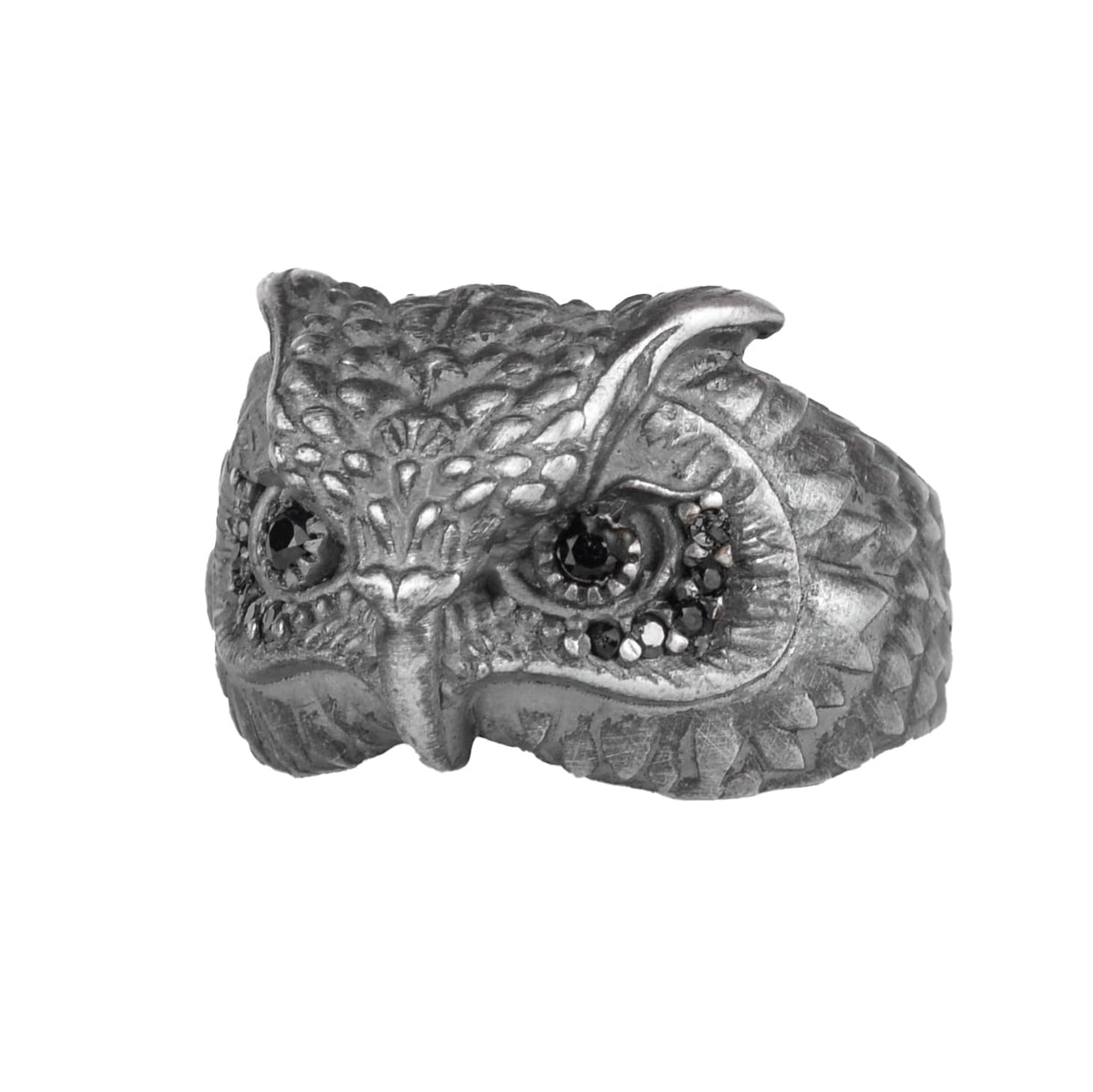 KAMBO 925 Sterling Silver Owl Head Ring – Symbol of Wisdom and Protection – Handmade Gothic Unisex Animal Jewelry (Silver)