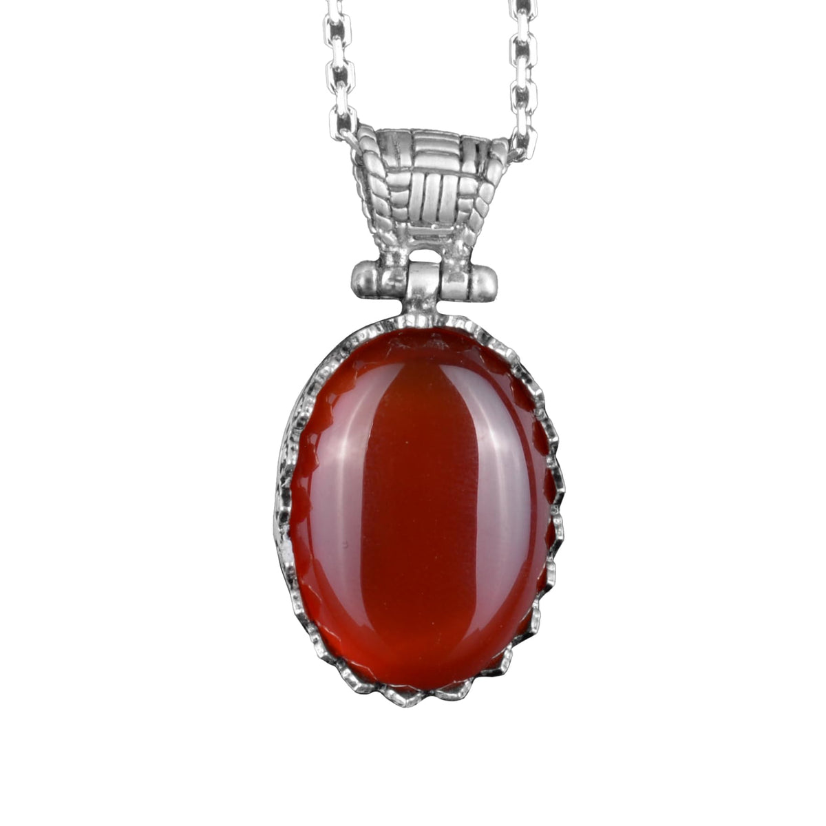 Natural Red Agate Necklace - 925 Sterling Silver Necklace