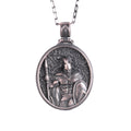KAMBO 925 Sterling Silver Spartan Warrior Men's Necklace – Handmade Shield and Spear Design Chain Necklace (Silver)