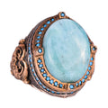 925 Sterling Silver Ring, Handmade Vintage Men's Statement Ring with Natural Larimar Stone