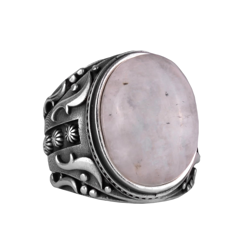 Natural Moonstone Ring, 925 Sterling Silver Men's Ring - Handcrafted Design Ring