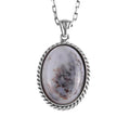 KAMBO Natural Stone Chain Unisex Necklace 925 Sterling Silver – Handmade Oval Description Necklace (Yemen Agate)