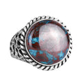 Natural Azurite Stone Ring - 925 Sterling Silver Men's Ring